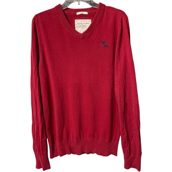 Abercrombie & Fitch Preppy Men’s V-Neck Sweater Red (Size Large) - Picture 1 of 6